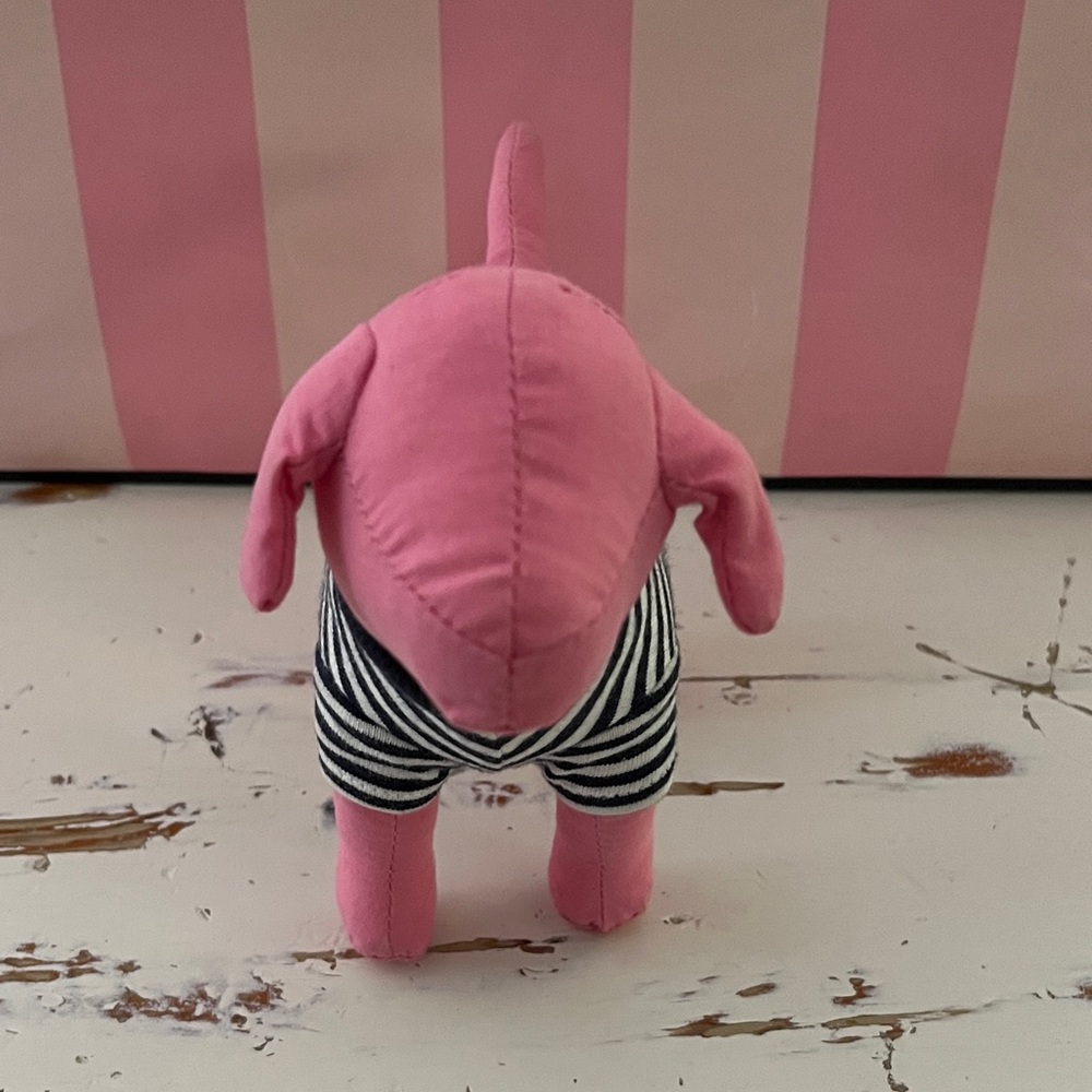 Victoria's Secret Pink Plush Dog with Striped Outfit